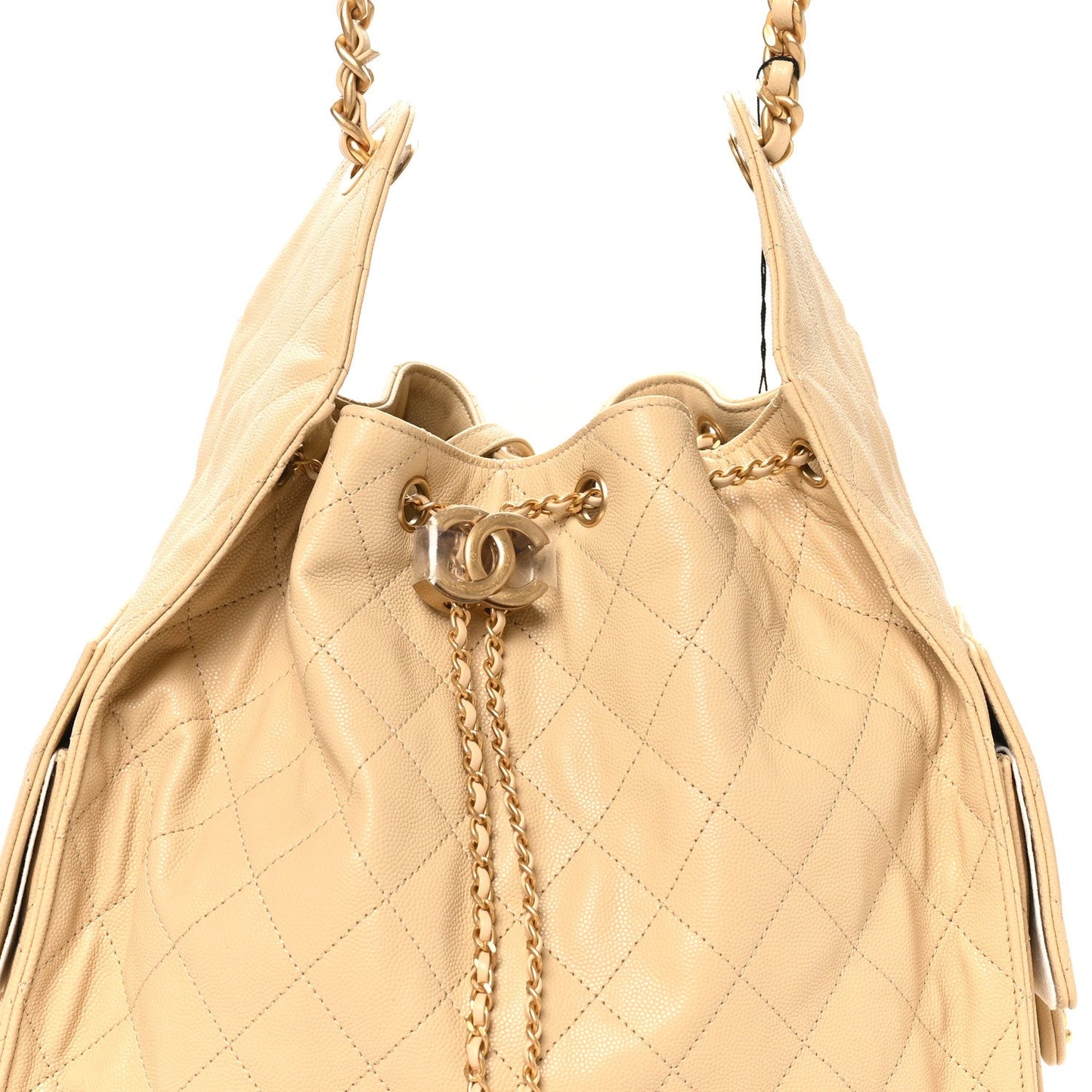 Caviar Quilted Medium Chanel 25 Handbag Beige