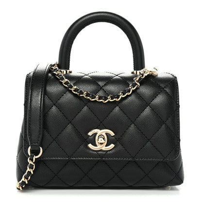 Caviar Quilted Extra Mini Coco Handle Flap Black