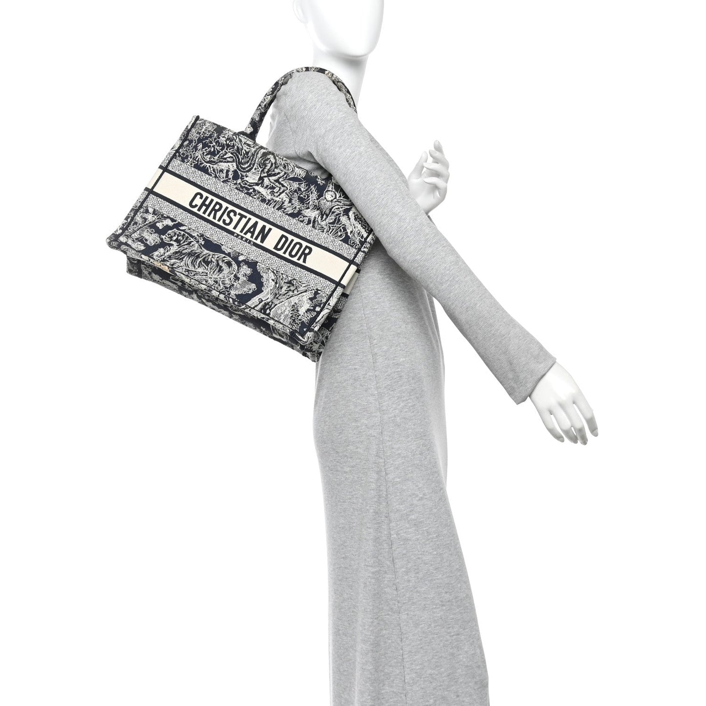 Canvas Embroidered Medium Dioriviera Toile De Jouy Reverse Book Tote Blue