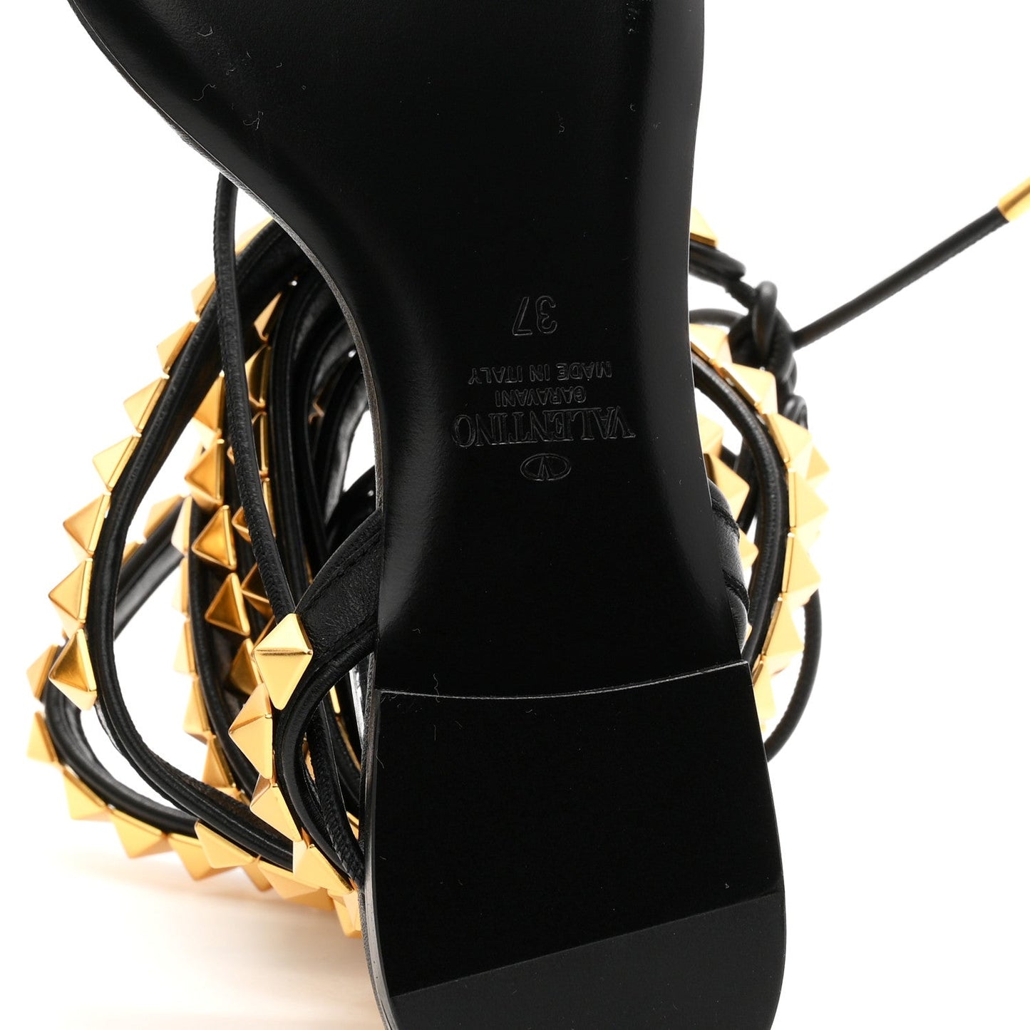 Calfskin Rockstud No Limit Gladiator Flat Sandals 37 Black