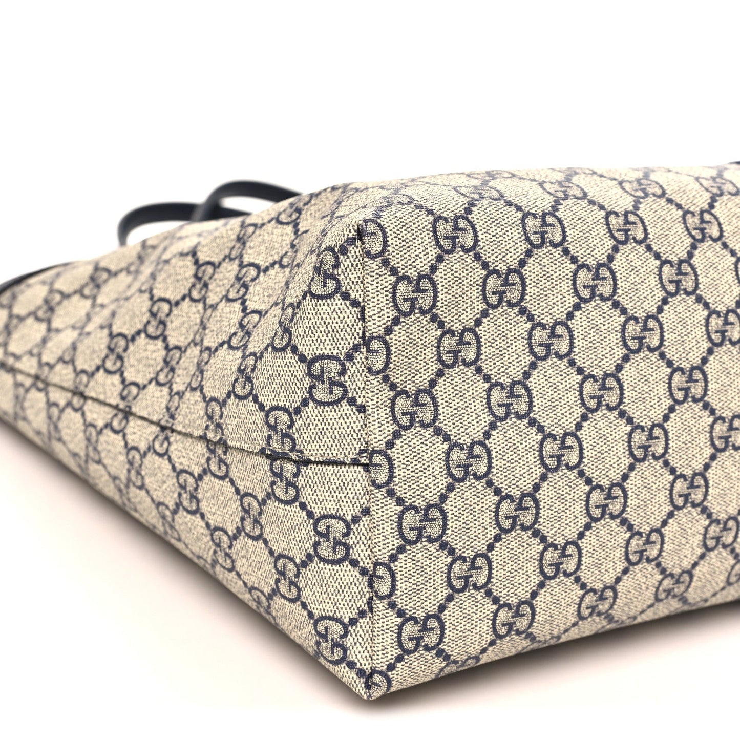 GG Supreme Monogram Textured Calfskin Web Medium Ophidia Shopping Tote Beige Blue