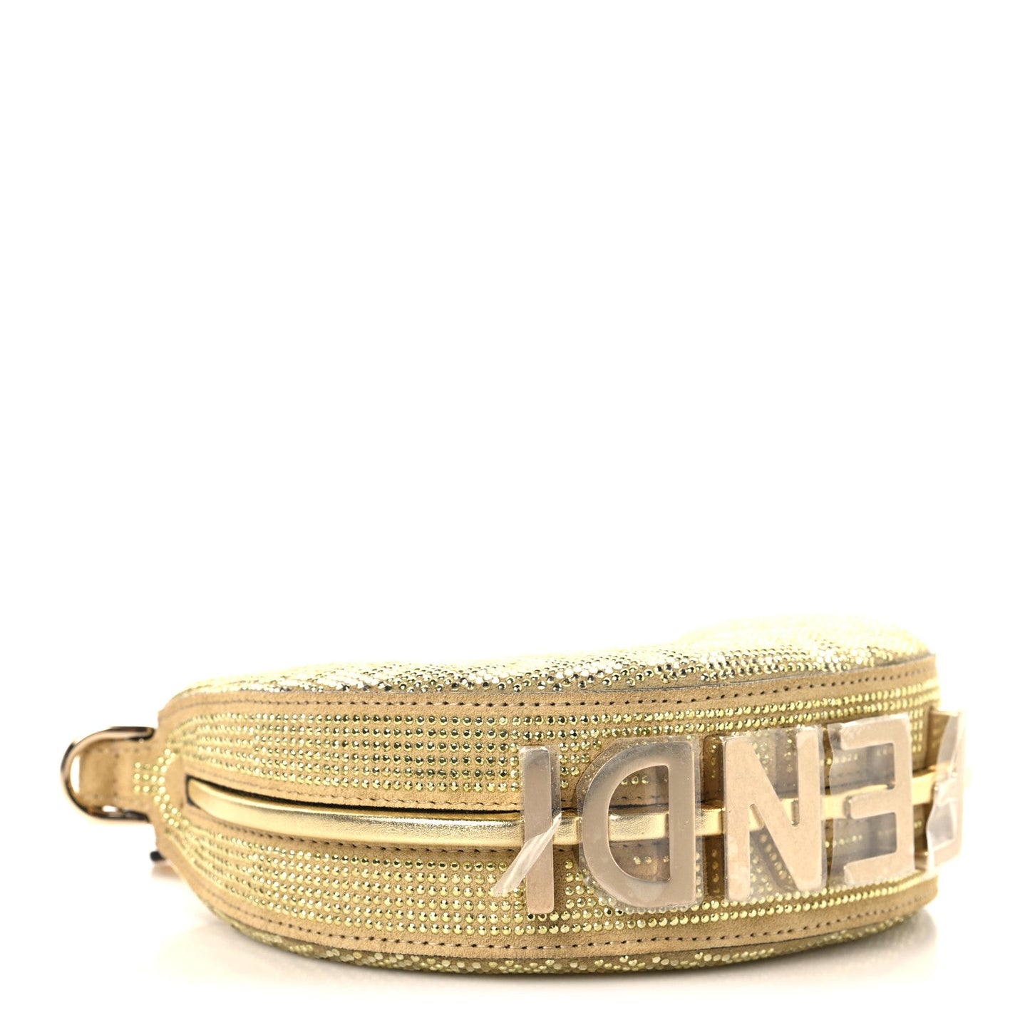 Crystal Vitello Laminato Suede FF Nano Fendigraphy Hobo Charm Platino