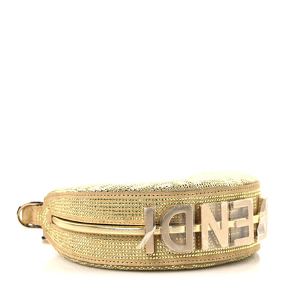 Crystal Vitello Laminato Suede FF Nano Fendigraphy Hobo Charm Platino