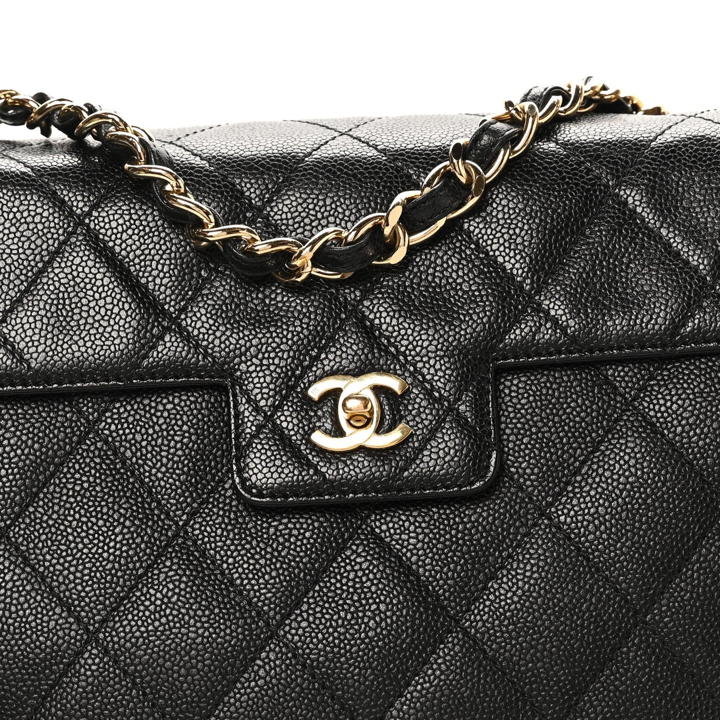 Caviar Quilted Single Flap Black