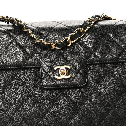Caviar Quilted Single Flap Black
