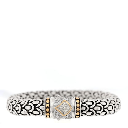Sterling Silver 18K Yellow Gold Diamond 11mm Naga Bracelet