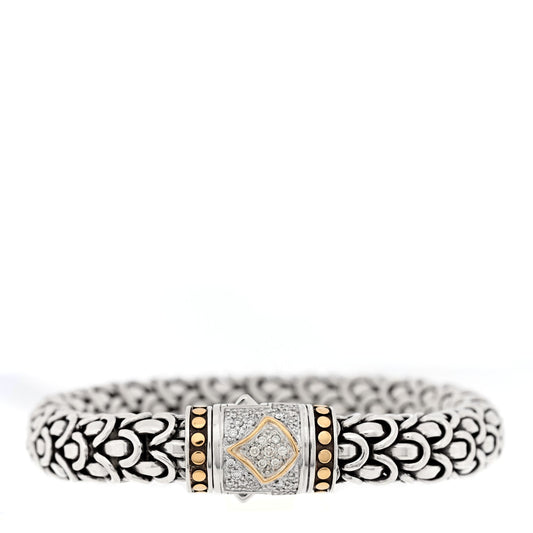 Sterling Silver 18K Yellow Gold Diamond 11mm Naga Bracelet
