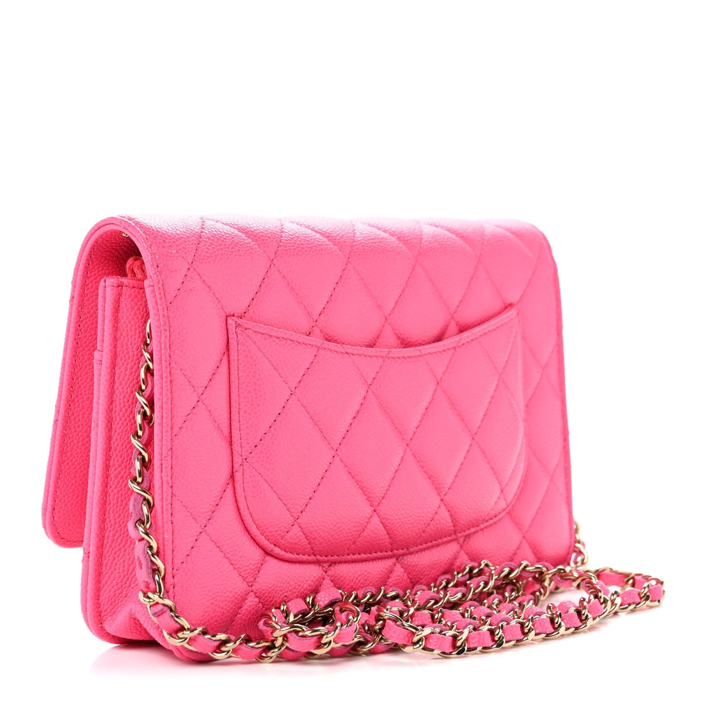Caviar Quilted Wallet on Chain WOC Fuchsia