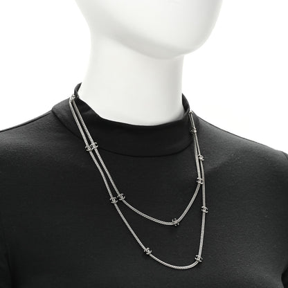 Metal CC Long Chain Necklace Silver