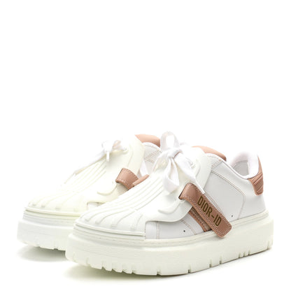 Calfskin Bi-Color Dior-ID Platform Sneakers 37.5 White Nude