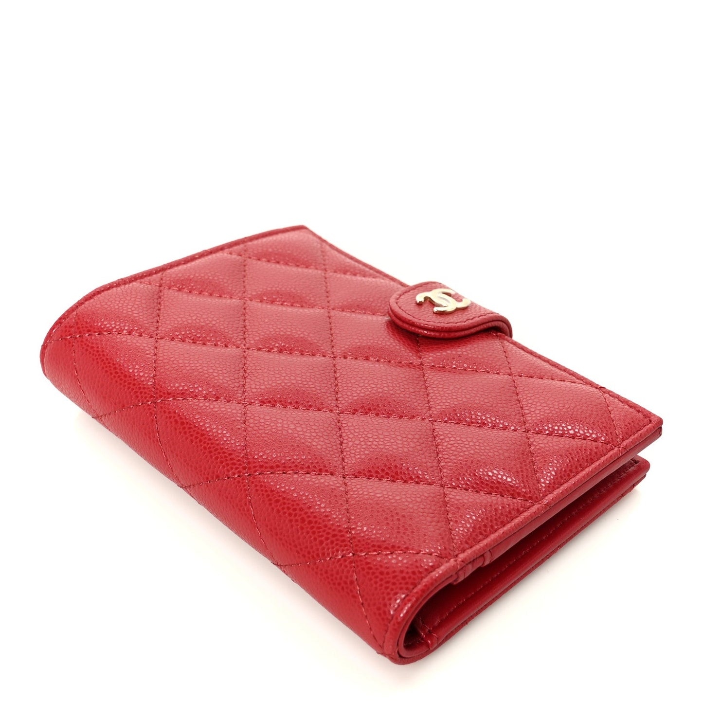 Caviar Quilted Passport Holder Red