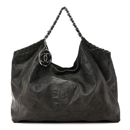 Distressed Caviar XL Coco Cabas Black