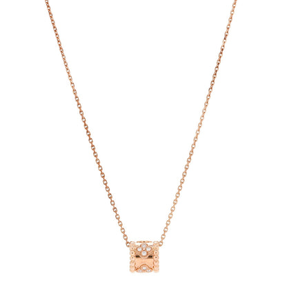 18K Rose Gold Diamond Small Perlee Clovers Pendant Necklace