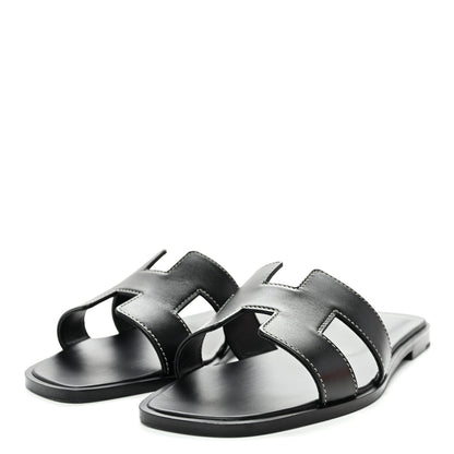 Box Calfskin Oran Sandals 37 Black