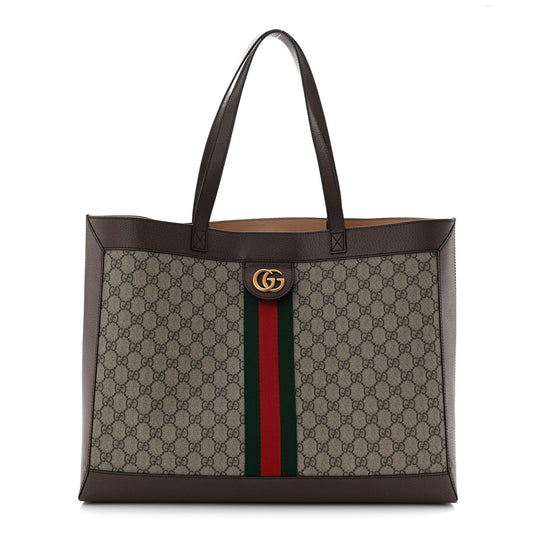 Gg Supreme Monogram Web Ophidia Tote Brown