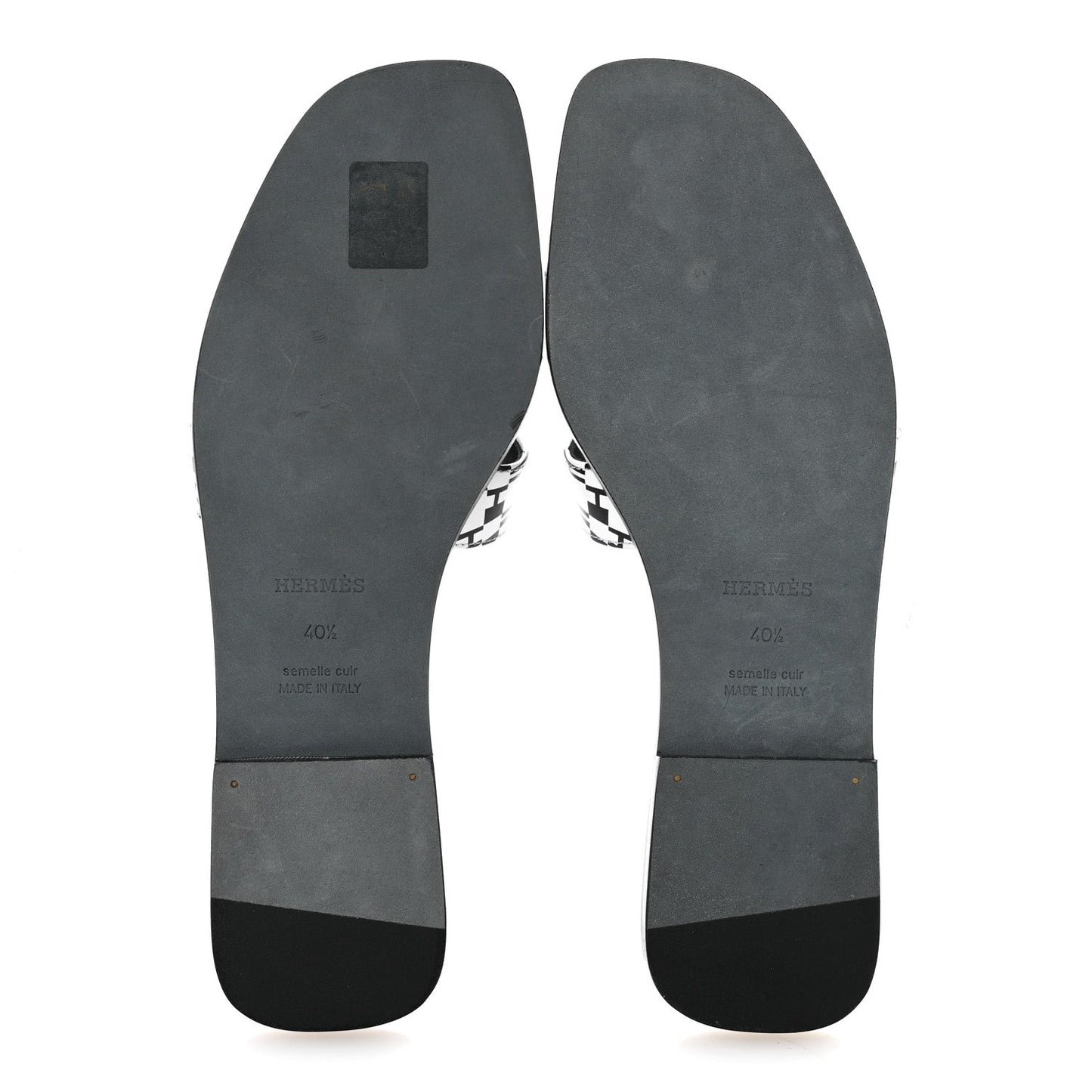 Calfskin Printed Op'H Oran Sandals 40.5 Black White