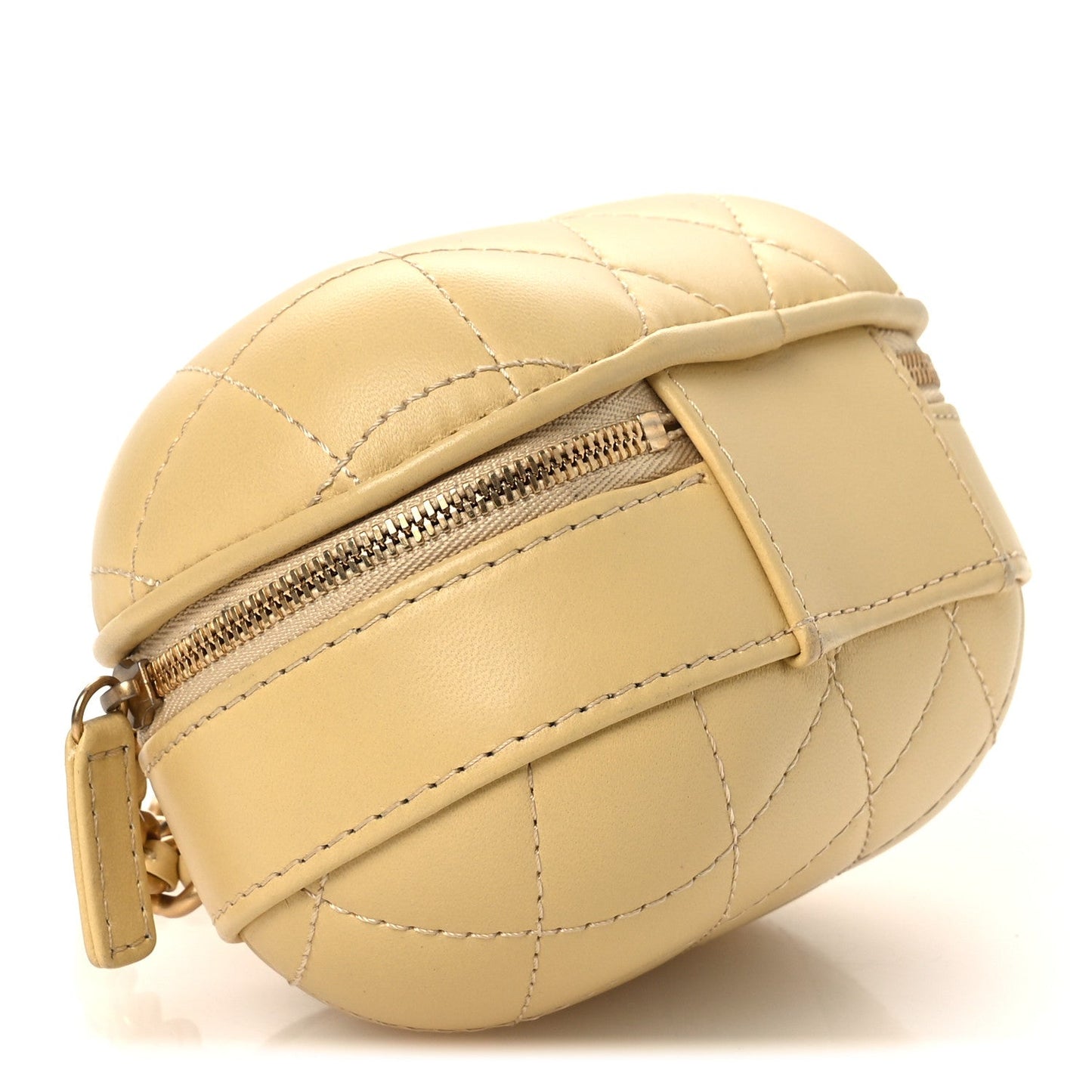 Lambskin Quilted CC Bubble Vanity Case With Chain Light Yellow