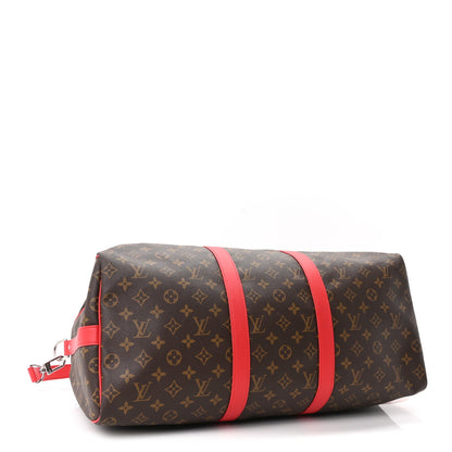 Calfskin Monogram Keepall Bandouliere 50 Coquelicot