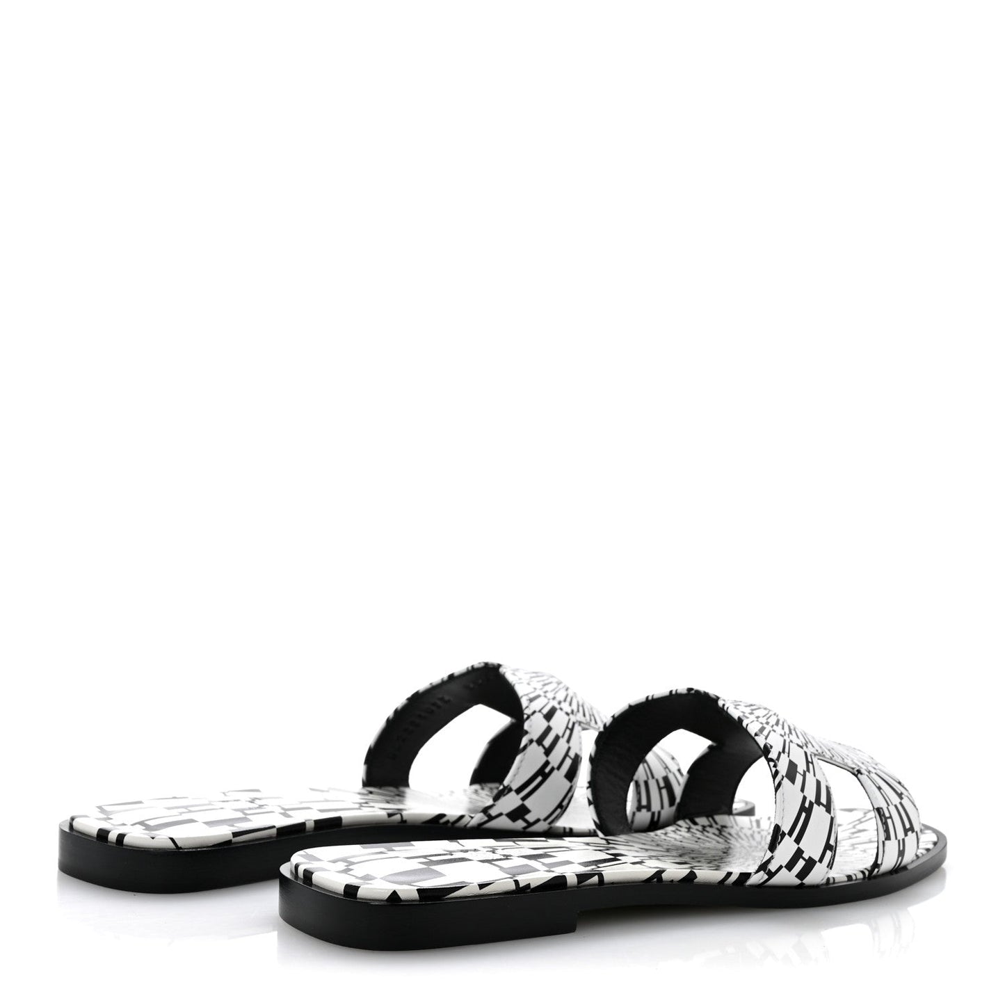 Calfskin Printed Op'H Oran Sandals 40.5 Black White