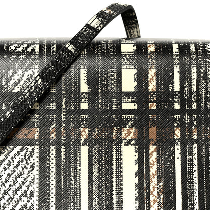 Tessuto Nylon Saffiano Tartan Print Crossbody Bag White Dis Tartan
