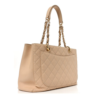 Caviar Quilted Grand Shopping Tote GST Beige Clair