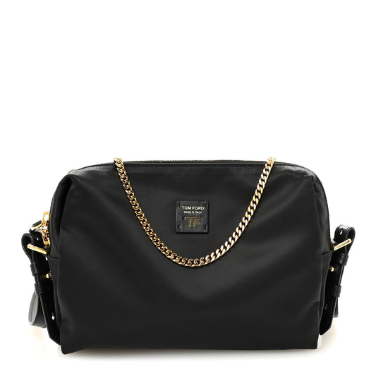 Nylon Pouch With Chain Black