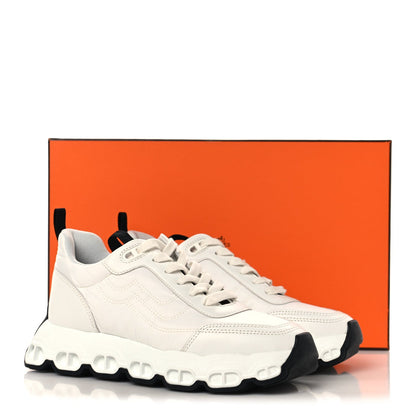 Parachute Fabric Calfskin Impulse Sneakers 36 White