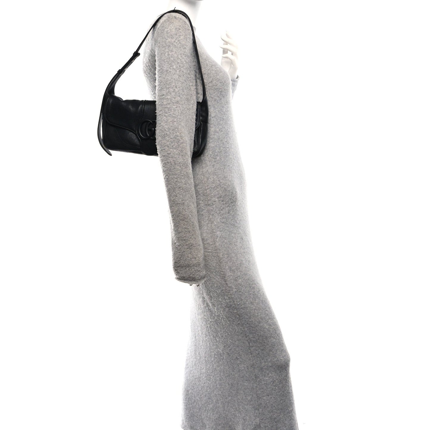 Goatskin Small GG Monochrome Aphrodite Shoulder Bag Black