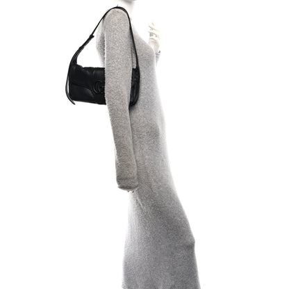 Goatskin Small GG Monochrome Aphrodite Shoulder Bag Black