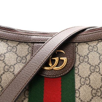 GG Supreme Monogram Web Small Ophidia Half Moon Hobo Brown