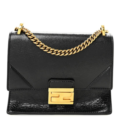 Agnello Old Shine Small Kan U Shoulder Bag Black