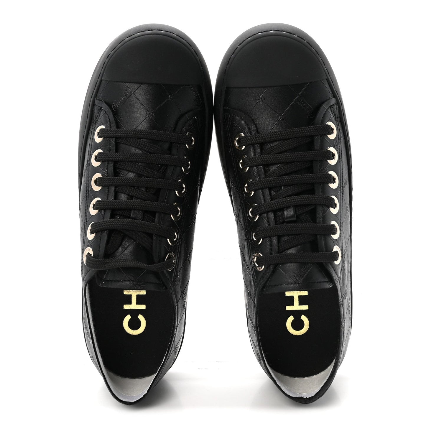 Lambskin Printed Logo Sneakers 37.5 Black