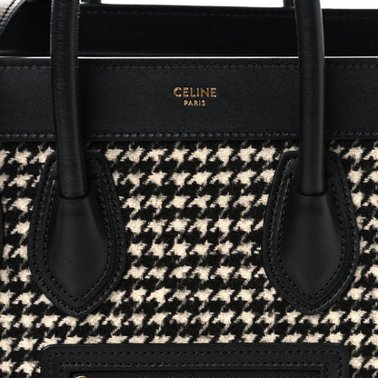 Smooth Calfskin Houndstooth Nano Luggage White Black