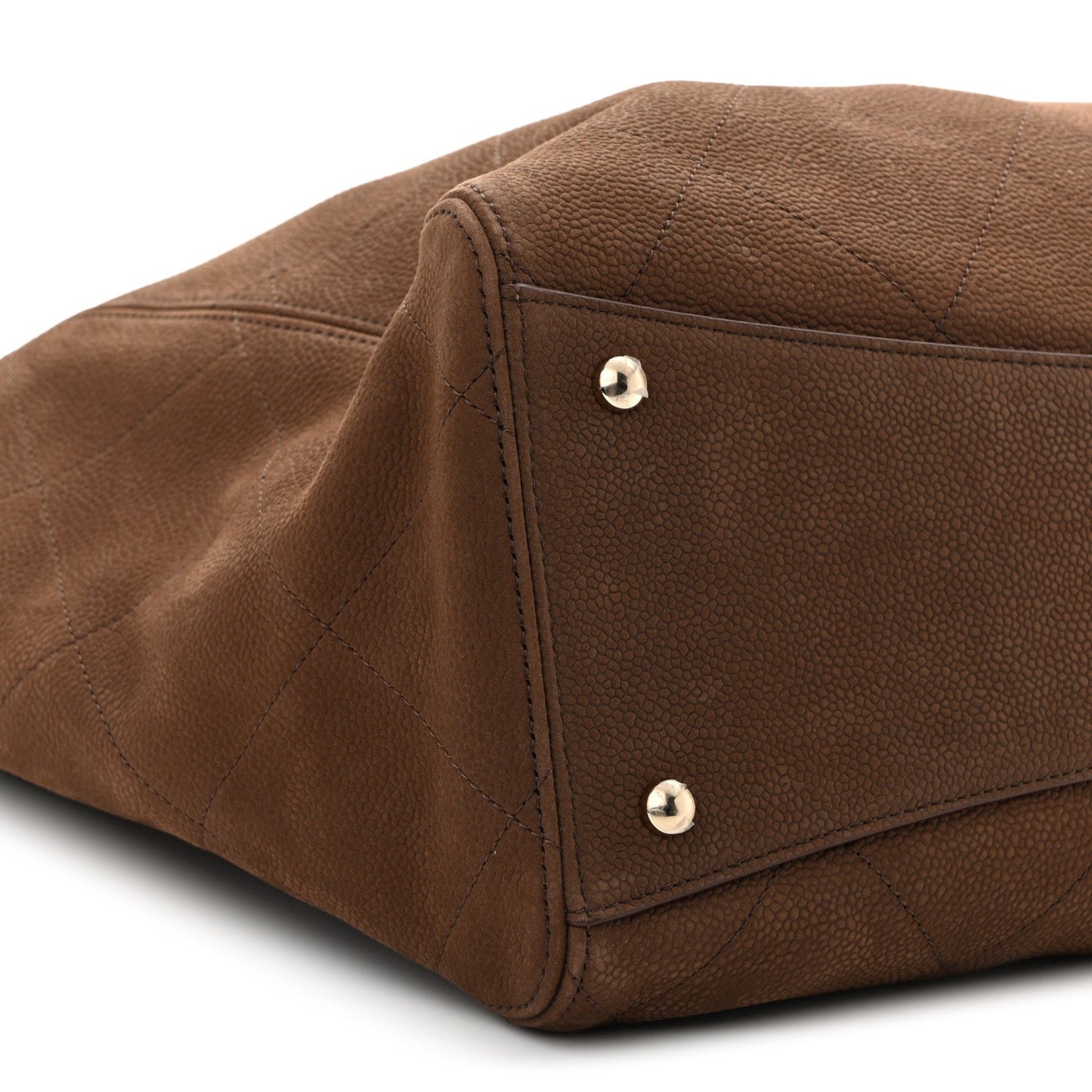 Grained Nubuck Calfskin Quilted Maxi Shopping Bag Dark Brown