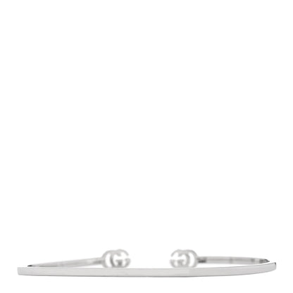 18K White Gold Diamond GG Running Cuff Bracelet