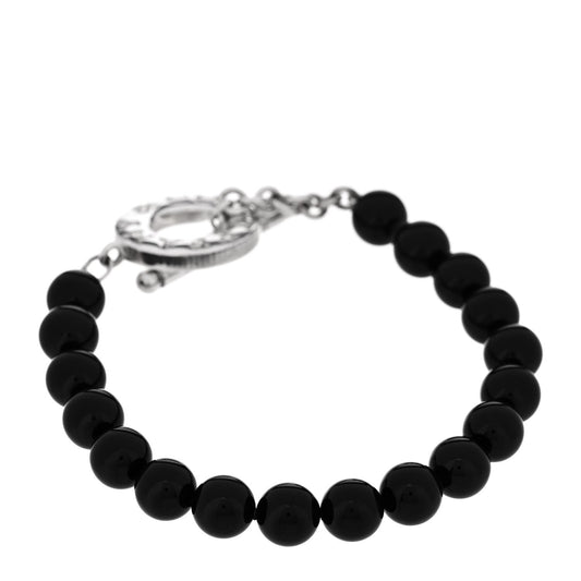 Sterling Silver Black Onyx Bead Toggle Bracelet