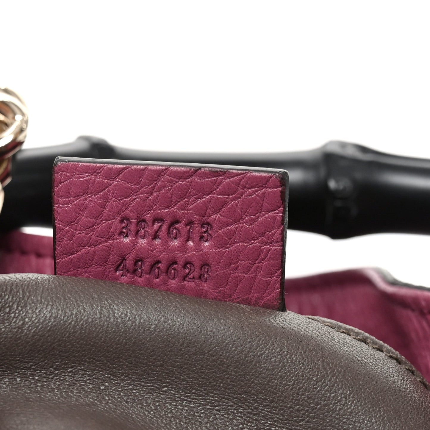 Pebbled Calfskin Miss Bamboo Bucket Bag Purple