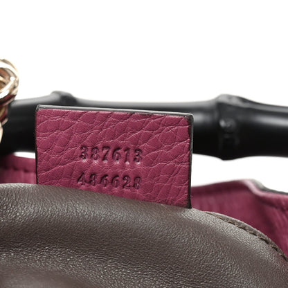Pebbled Calfskin Miss Bamboo Bucket Bag Purple