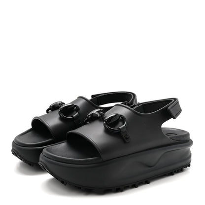 Soft Rubber Horsebit Touch Womens Strapped Sandals 38 Black