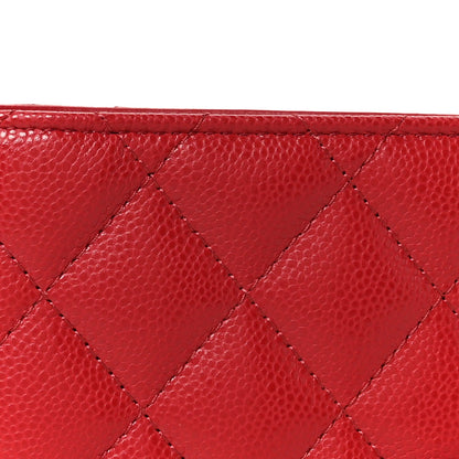 Caviar Quilted Passport Holder Red