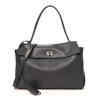 Natural Smooth Calfskin Medium Rodeo Top Handle Handbag Grey