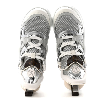 Metallic Calfskin Technical Nylon LV Archlight Sneakers 37 White Silver