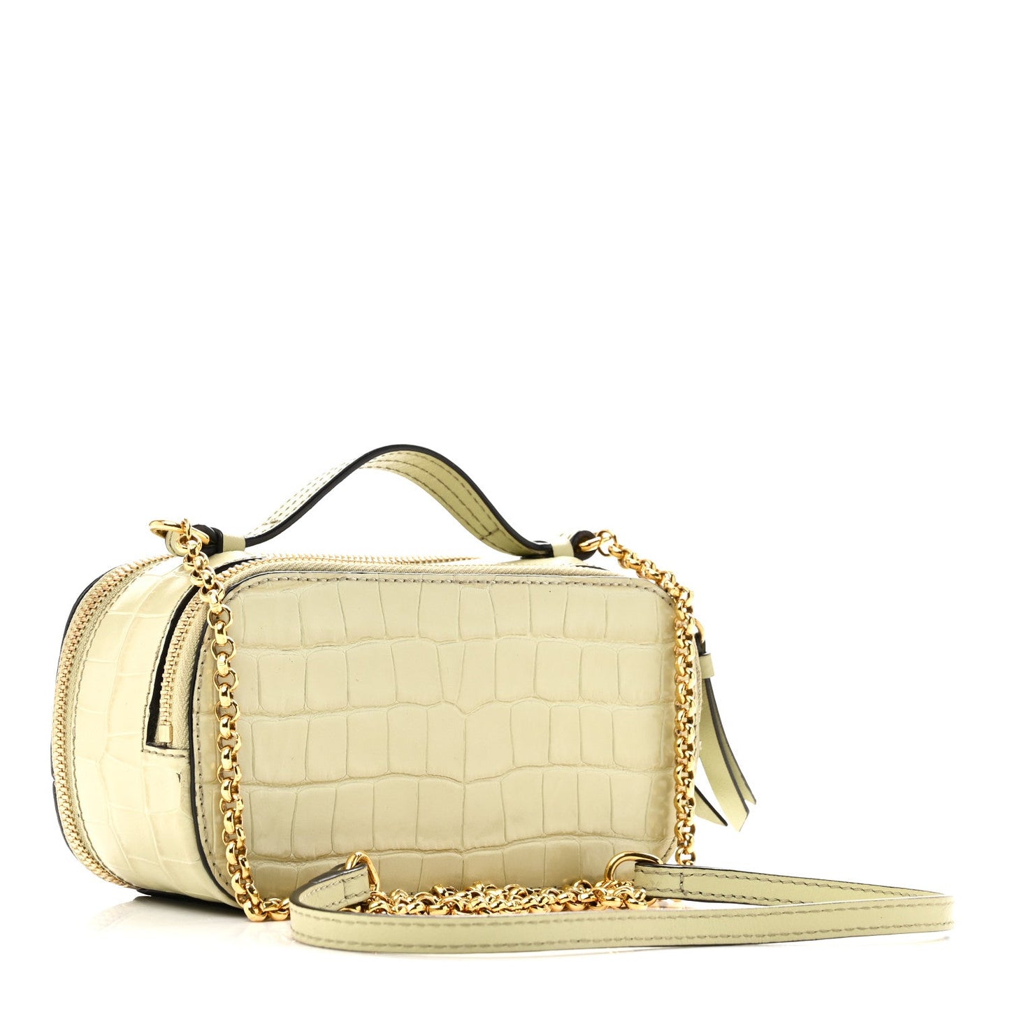 Calfskin Crocodile Embossed Mini C Vanity Bag Light Eucalyptus