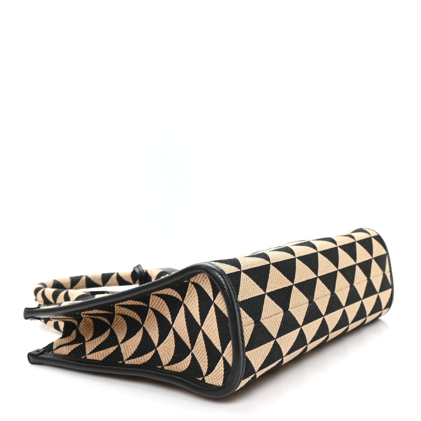 Jacquard Saffiano Triangolo Symbole Embroidered Small Tote  Black Corda
