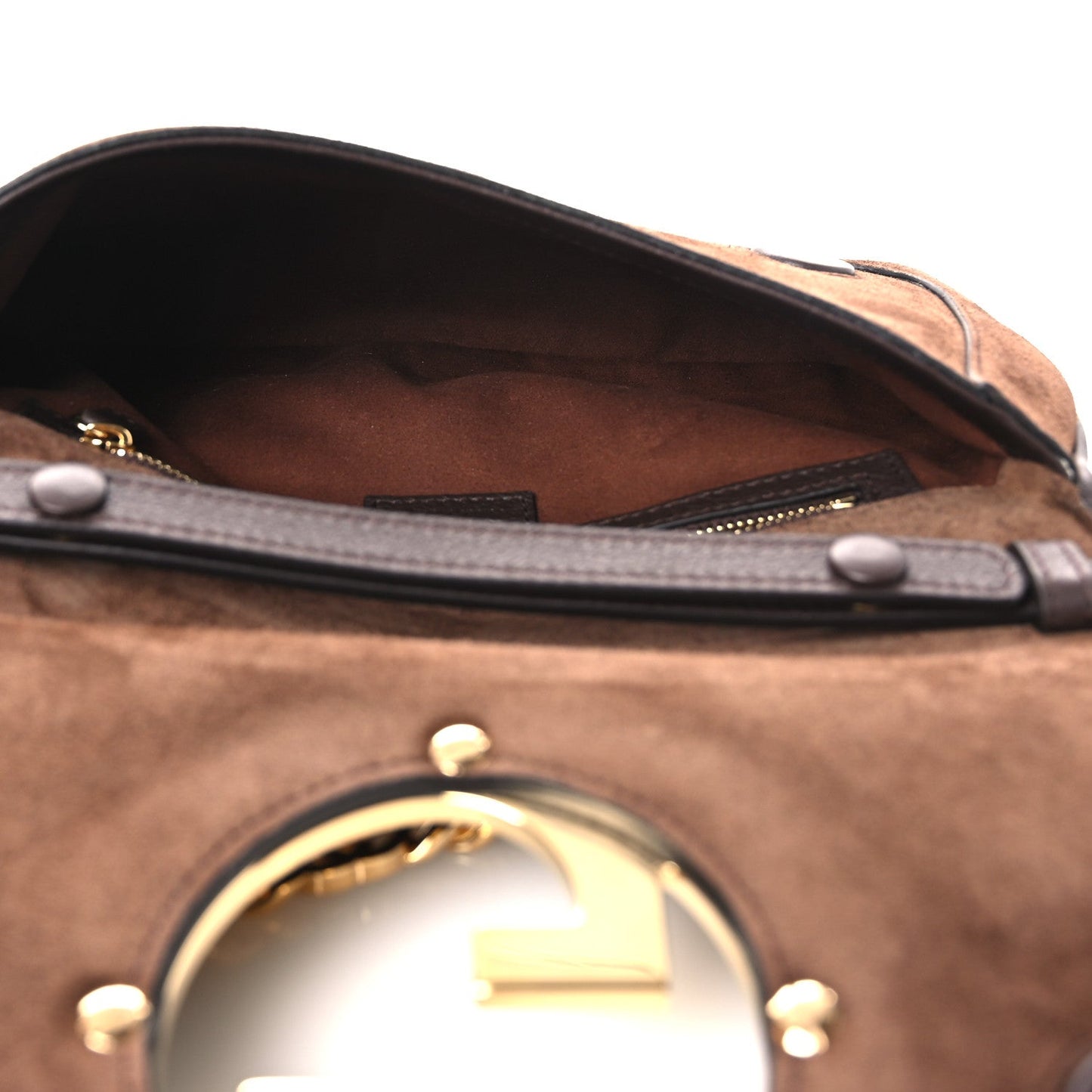 Suede Talco Roxy Calfskin Blondie Chain Shoulder Flap Bag Burnt Satin