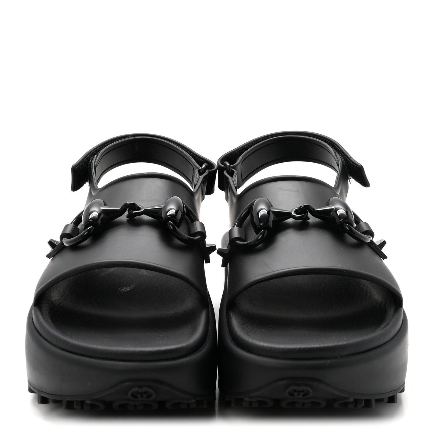 Soft Rubber Horsebit Touch Womens Strapped Sandals 38 Black