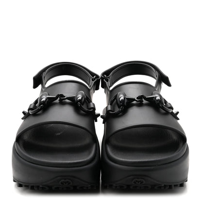 Soft Rubber Horsebit Touch Womens Strapped Sandals 38 Black