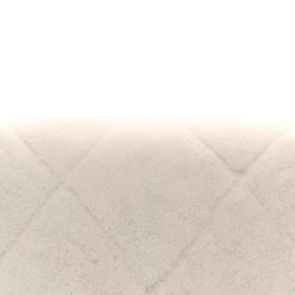 Shearling Lambskin Quilted CC Chain Flap White
