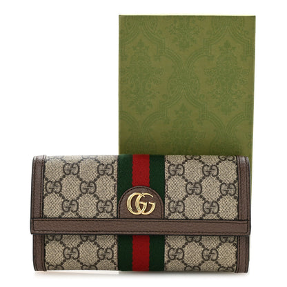 GG Supreme Monogram Web Ophidia Continental Wallet Brown