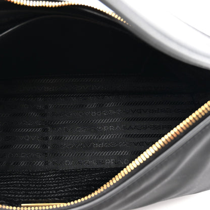 Re-Nylon Vitello Large Aimee Shoulder Bag Black